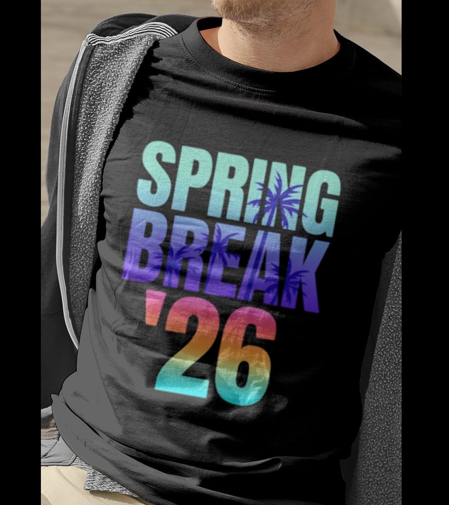 Spring Break '26 Sunset Palm Trees Ocean Vibes T-Shirt