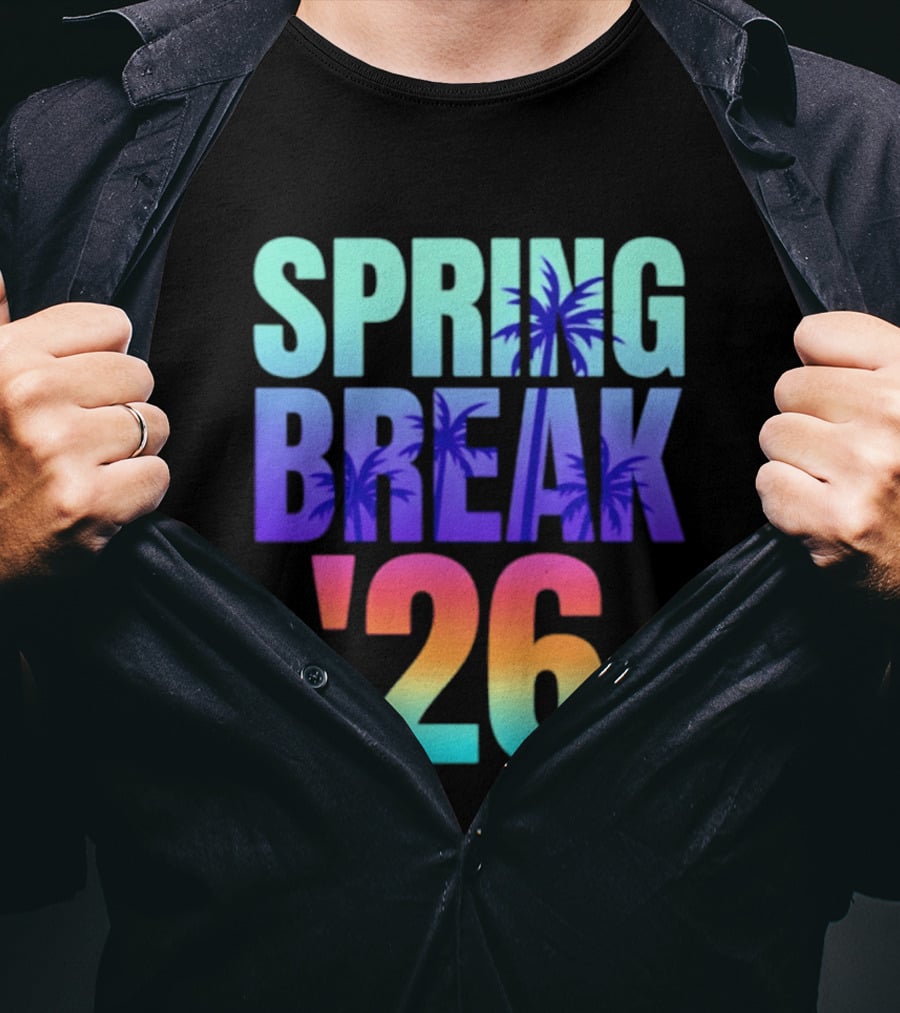 Spring Break '26 Sunset Palm Trees Ocean Vibes T-Shirt