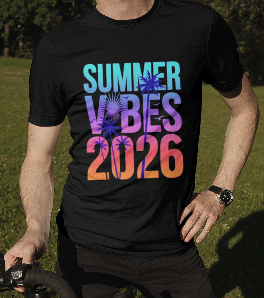 Summer Vibes 2026 Sunset Palm Trees And Tropical T-Shirt