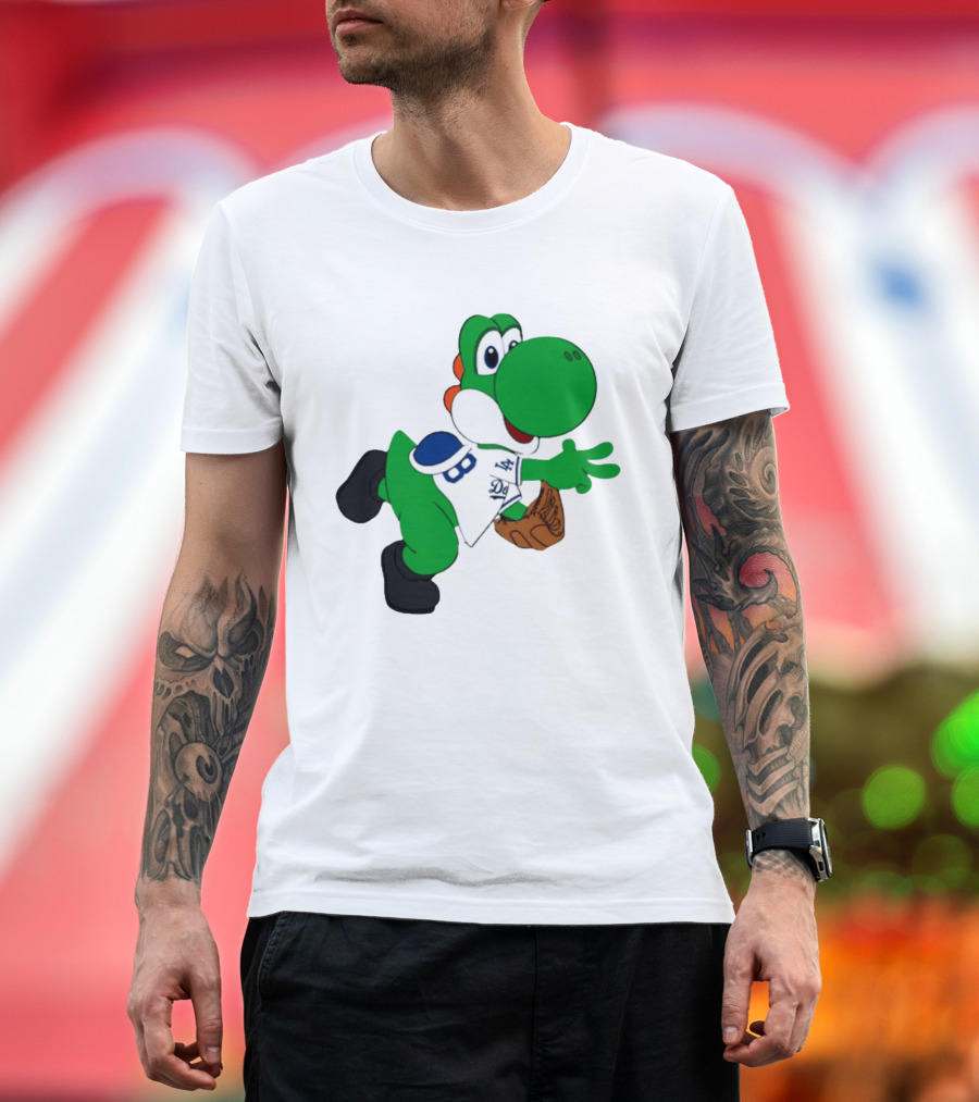 Los Angeles Dodgers Green Dinosaur Cartoon Character Toddler Staple T-Shirt