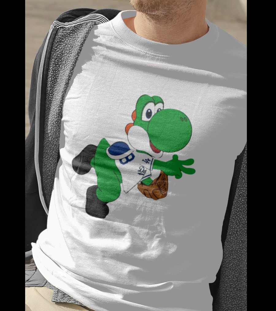 Los Angeles Dodgers Green Dinosaur Cartoon Character Toddler Staple T-Shirt