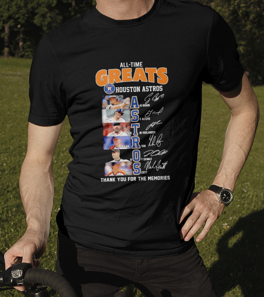 All Time Greats Houston Astros Names Signatures Thank You For The Memories T-Shirt