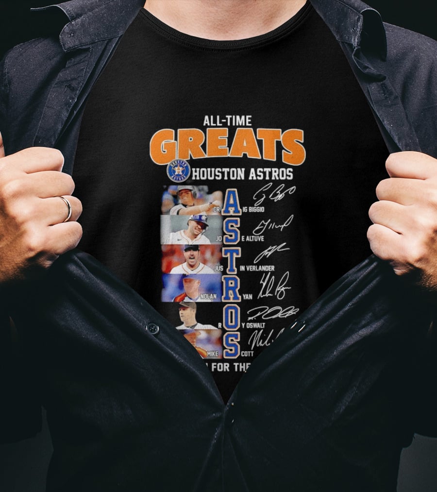 All Time Greats Houston Astros Names Signatures Thank You For The Memories T-Shirt