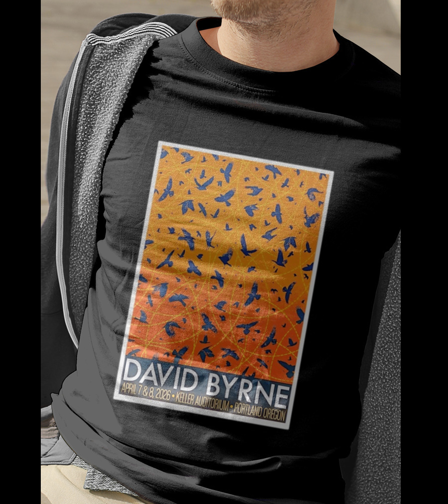 David Byrne April 7 8 2026 Keller Auditorium Portland Oregon Birds Orange Blue T-Shirt