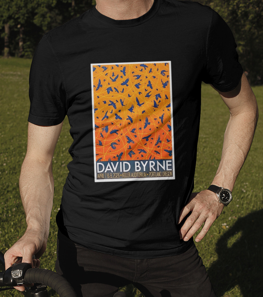 David Byrne April 7 8 2026 Keller Auditorium Portland Oregon Birds Orange Blue T-Shirt