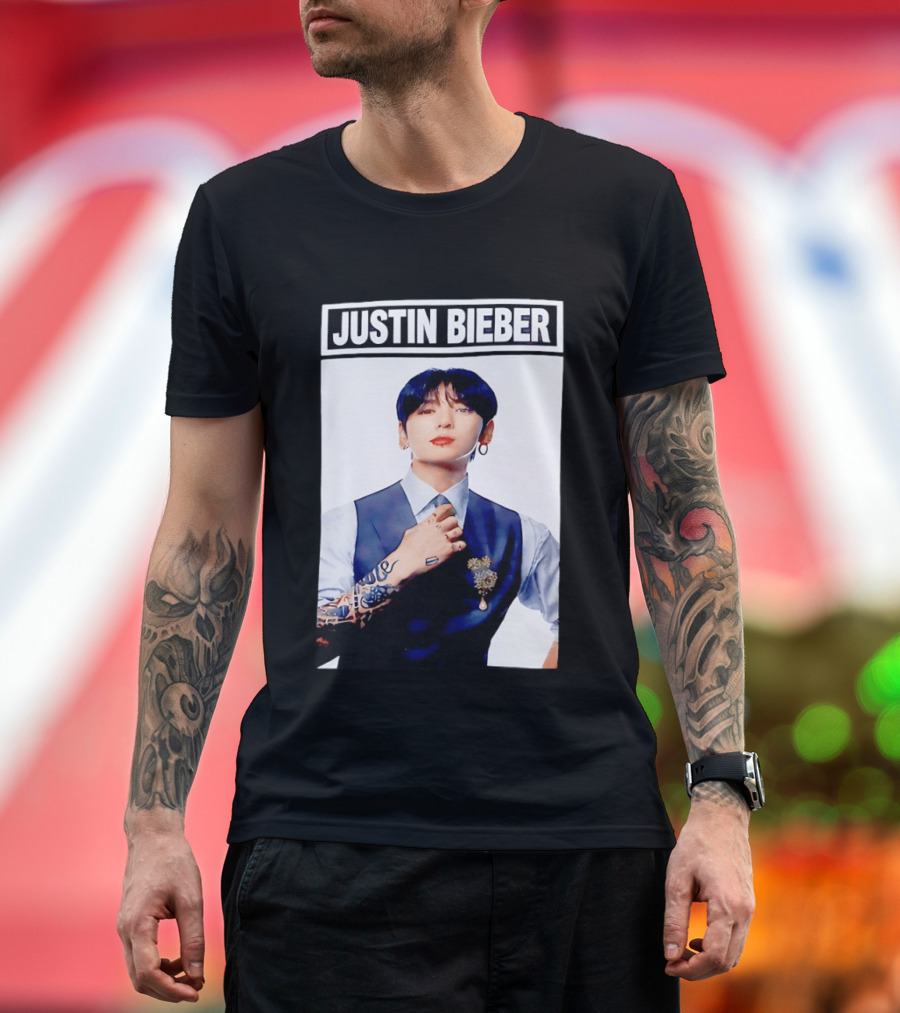 Justin Bieber Jungkook Wearing Suit Tattoo T-Shirt