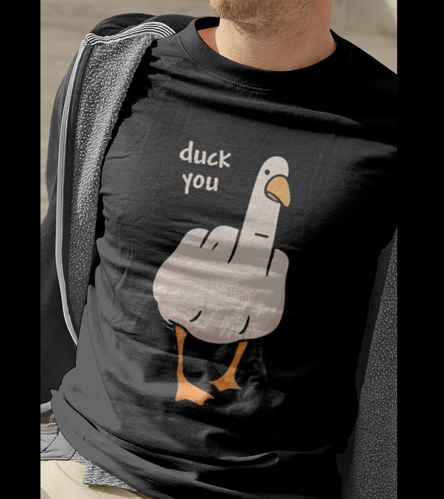 Duck You Middle Finger Duck Cartoon T-Shirt