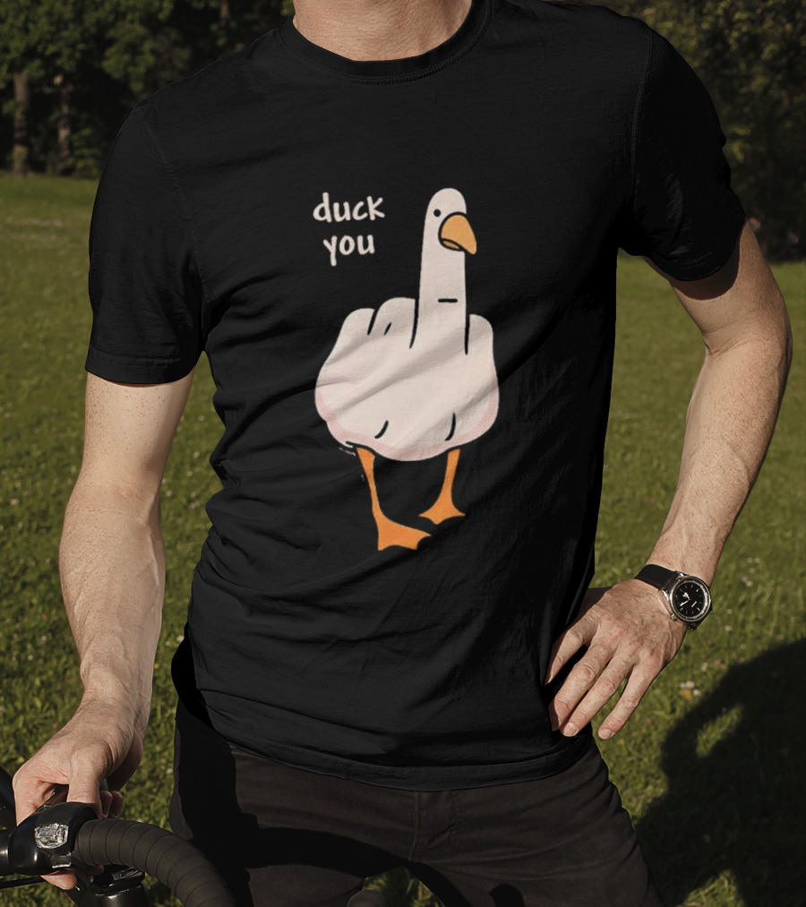 Duck You Middle Finger Duck Cartoon T-Shirt