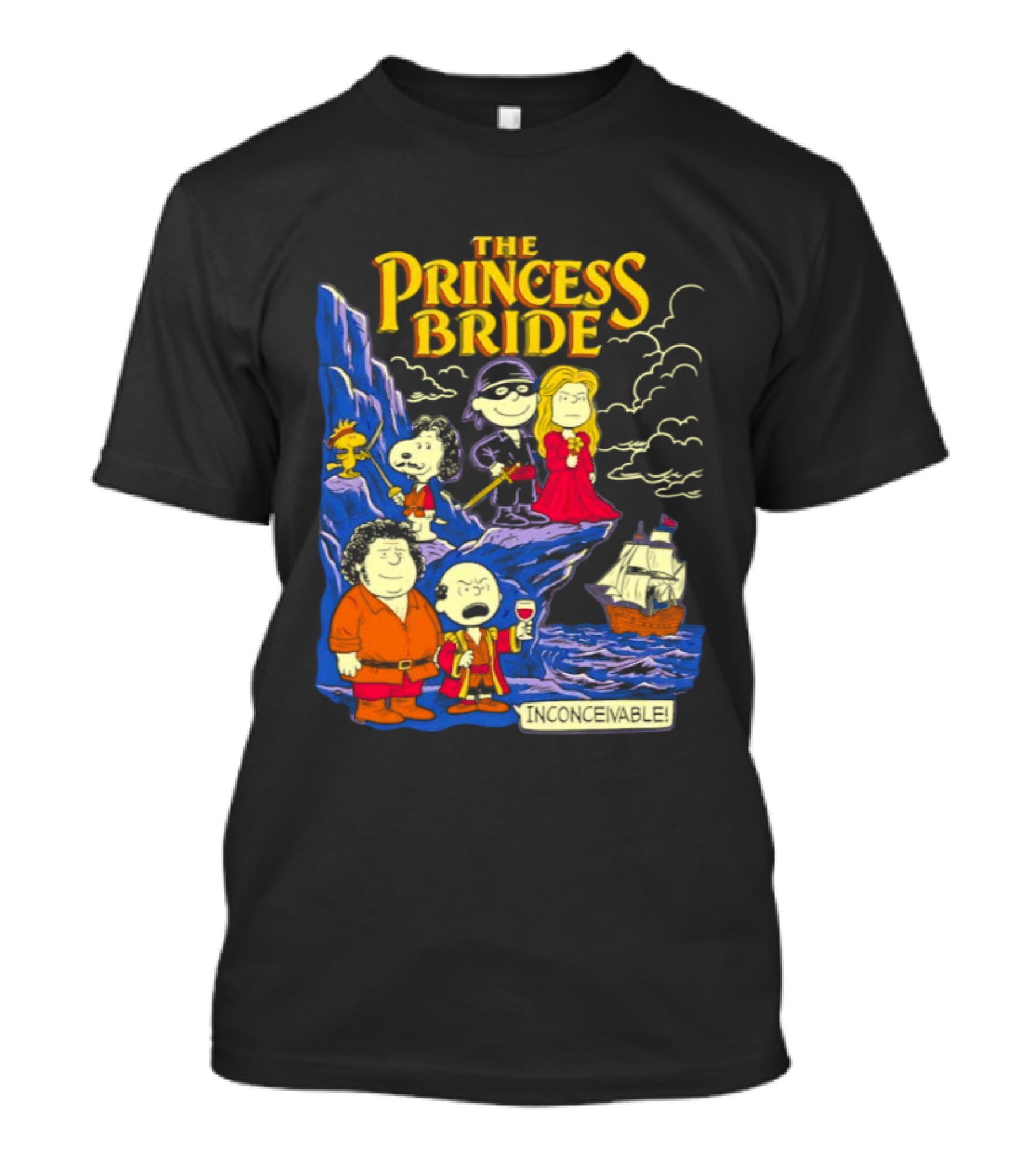 The Princess Bride Peanuts Crossover Featuring Iconic Cartoon Characters T-Shirt