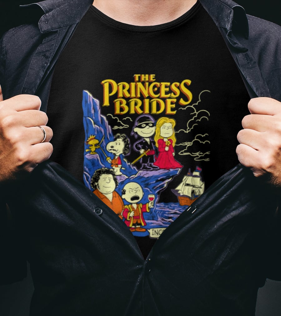The Princess Bride Peanuts Crossover Featuring Iconic Cartoon Characters T-Shirt