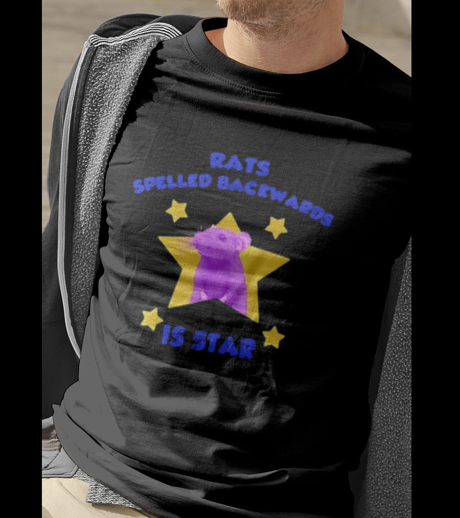 Rats Spelled Backwards Is Star Purple Mouse Yellow Stars T-Shirt