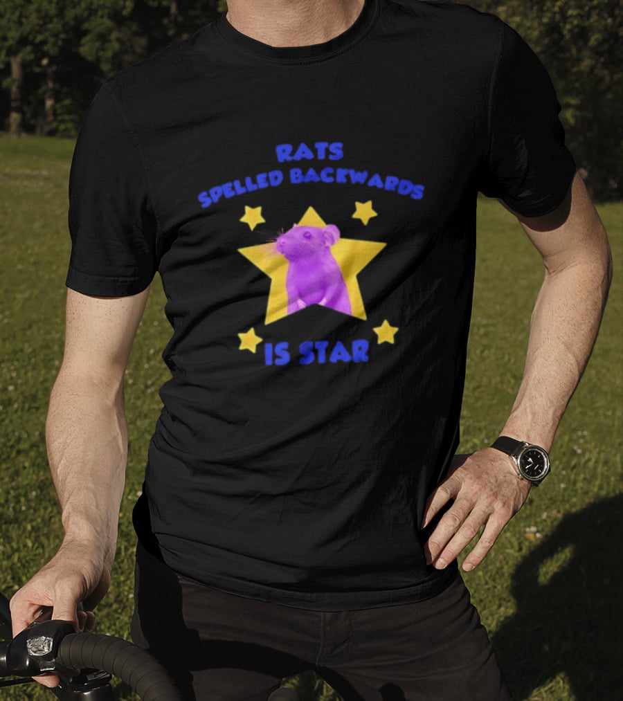 Rats Spelled Backwards Is Star Purple Mouse Yellow Stars T-Shirt