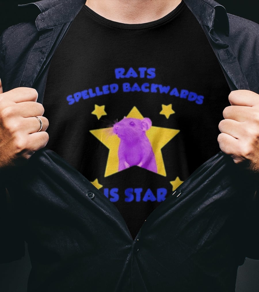Rats Spelled Backwards Is Star Purple Mouse Yellow Stars T-Shirt