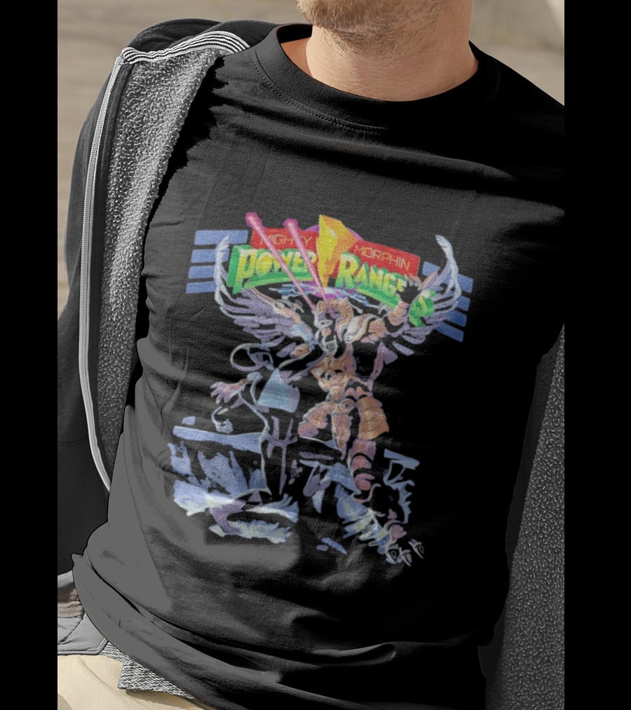 Might Morphin Power Rangers Mammoth Battle Ranger Action Scene T-Shirt