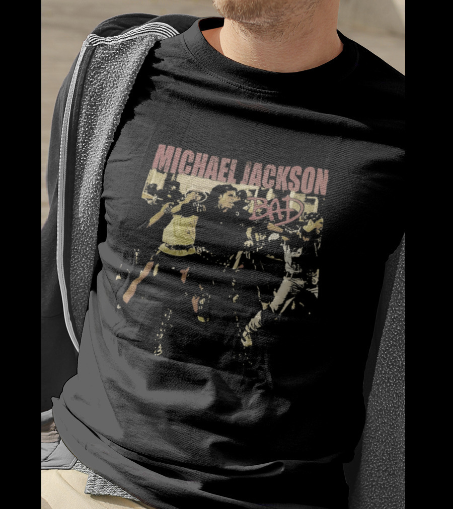 Michael Jackson Bad Album Cover With Iconic Dance T-Shirt