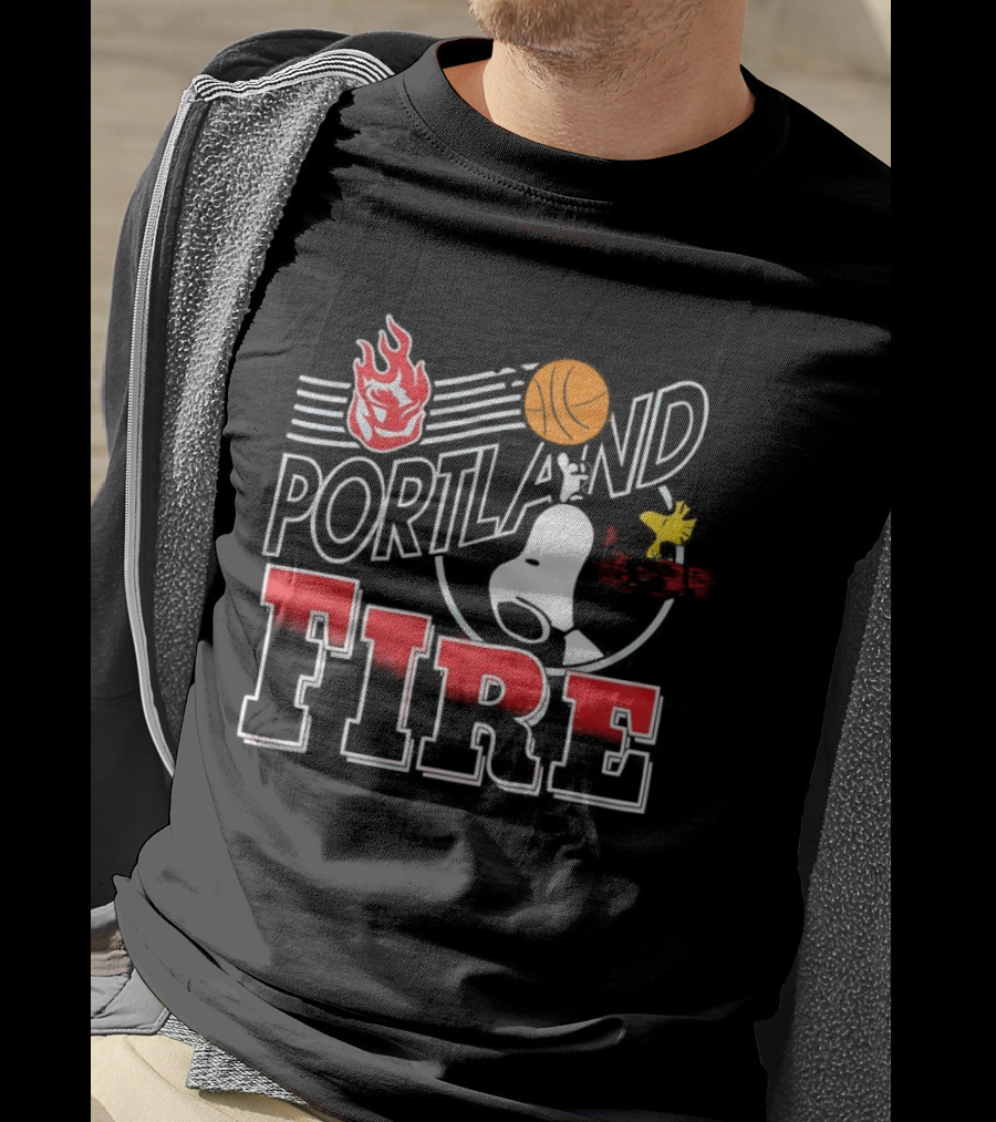 Snoopy Peanuts Portland Fire WNBA Collaboration T-Shirt