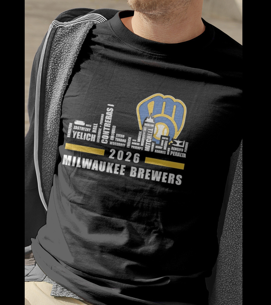 Milwaukee Brewers 2026 City Skyline Yelich Baseball Team Players T-Shirt