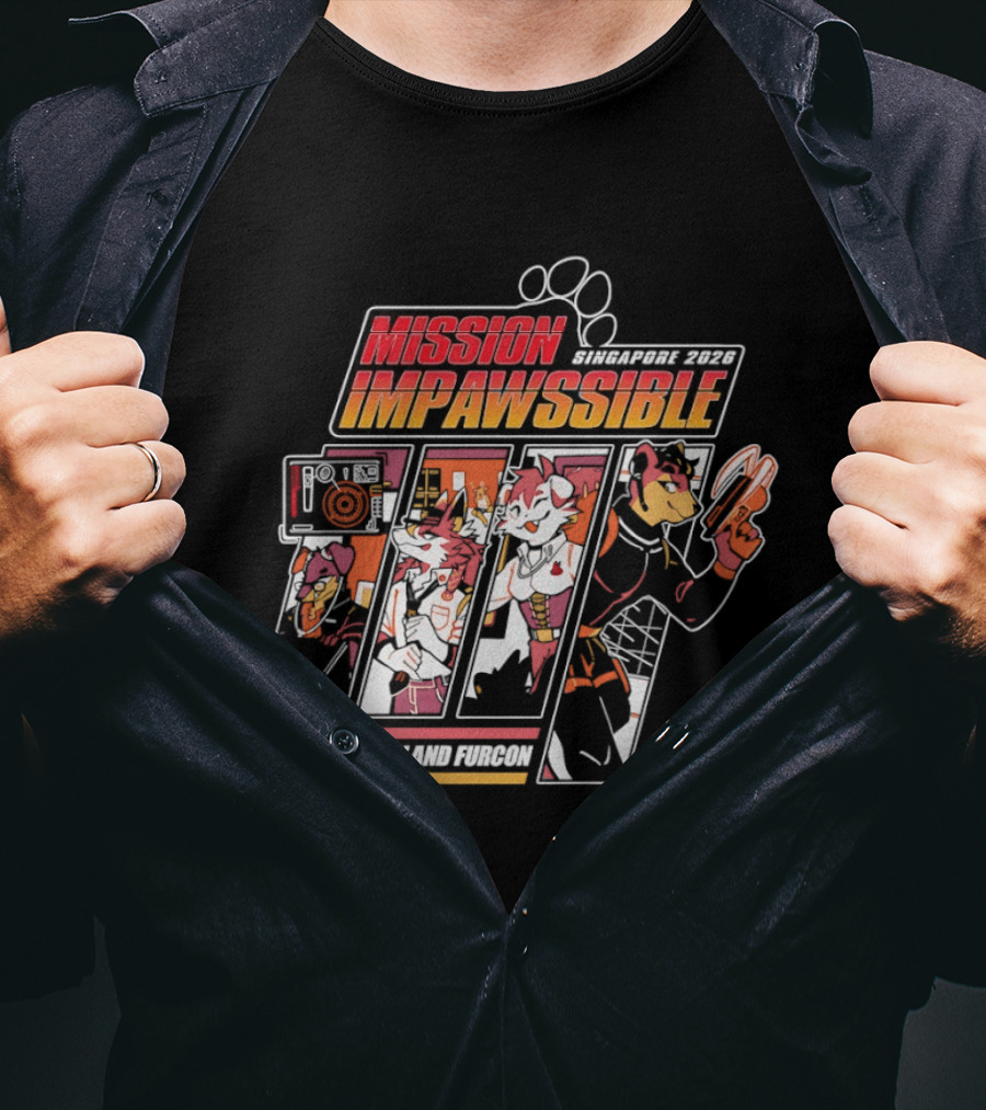 Mission Impawssible Little Island Furcon 2026 Singapore Pawprint Spy T-Shirt