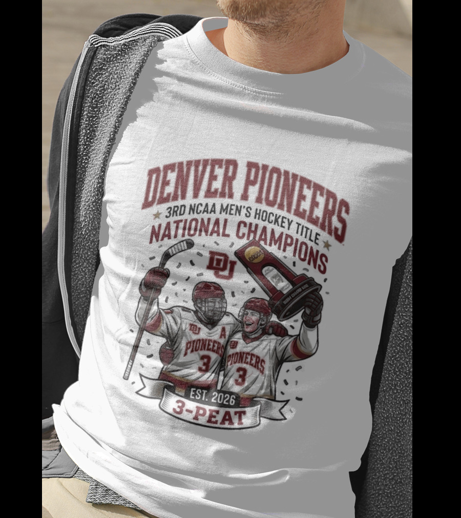 Denver Pioneers 3rd NCAA Men's Hockey Title National Champions 1985 1996 3 Peat T-Shirt