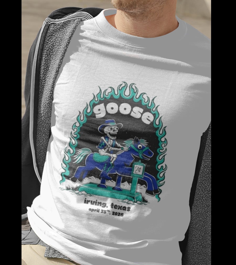 Goose Irving Texas April 25 2026 Tour Cowboy And Horse Neon Flames T-Shirt