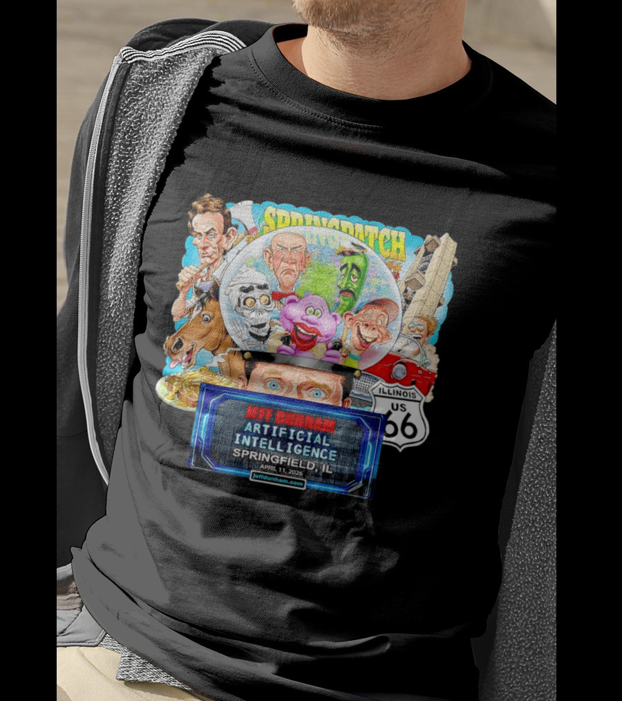 Jeff Dunham Artificial Intelligence Tour Springfield IL Illinois US 66 Characters T-Shirt