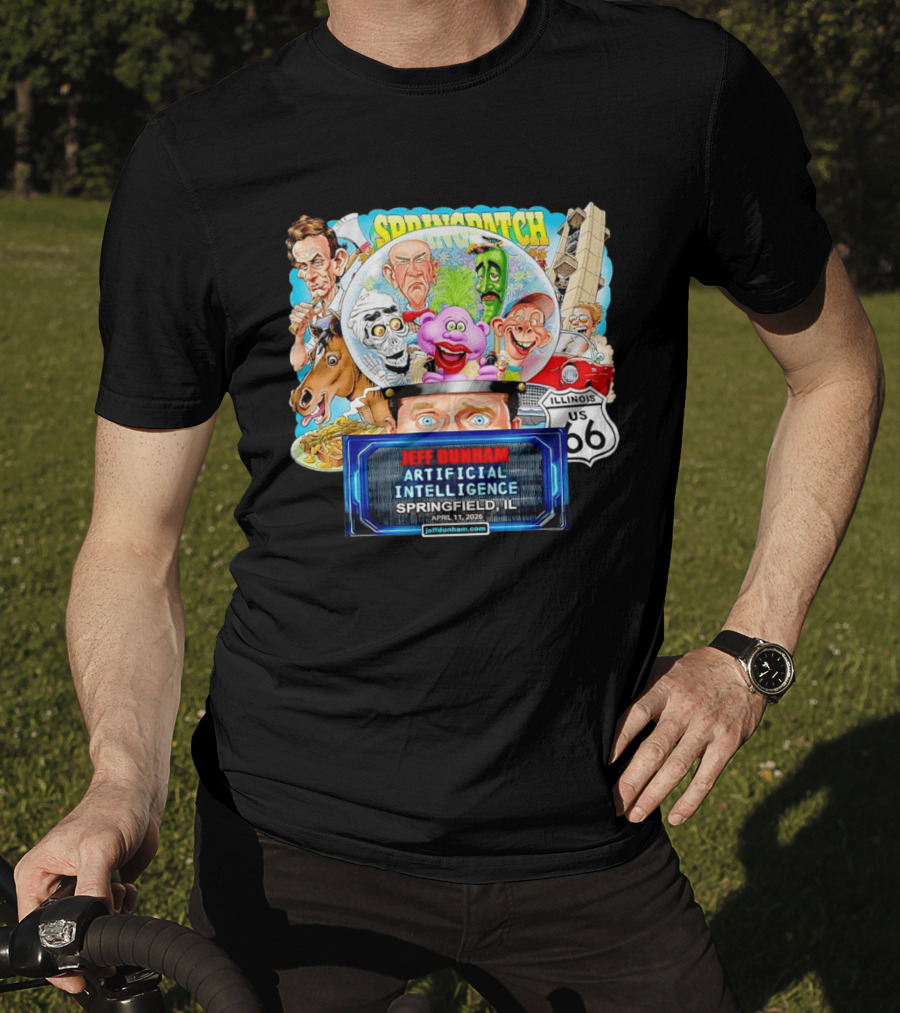Jeff Dunham Artificial Intelligence Tour Springfield IL Illinois US 66 Characters T-Shirt