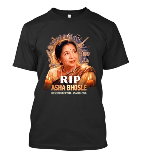 RIP Asha Bhosle Musical Tribute Candles 08 September 1933 12 April 2026 T-Shirt