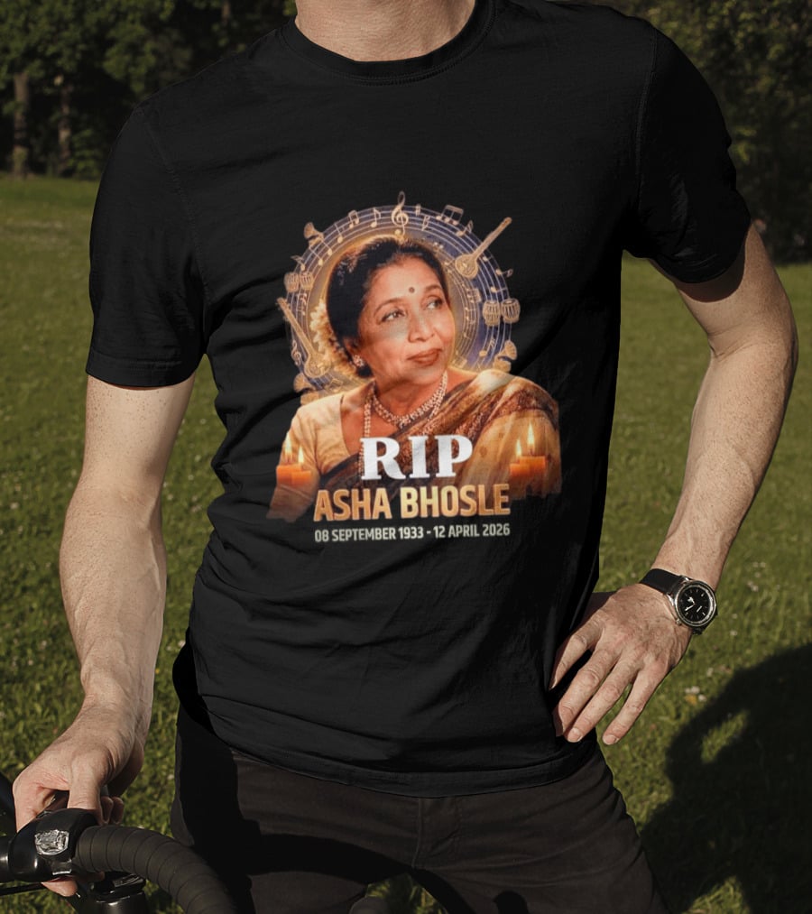 RIP Asha Bhosle Musical Tribute Candles 08 September 1933 12 April 2026 T-Shirt