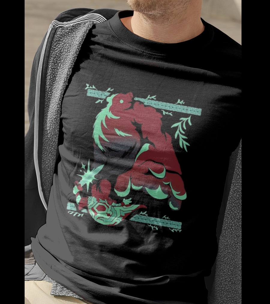 Shadowy Colossus Duel Fanart With Sword And Giant T-Shirt