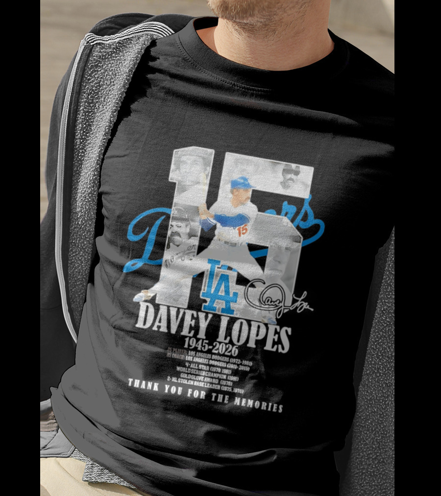 Davey Lopes Los Angeles Dodgers 15 1945 2026 Thank You White Blue T-Shirt