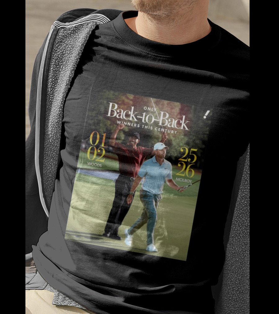 Rory McIlroy Tiger Woods Only Back To Back Winners This Century 01 02 25 26 T-Shirt