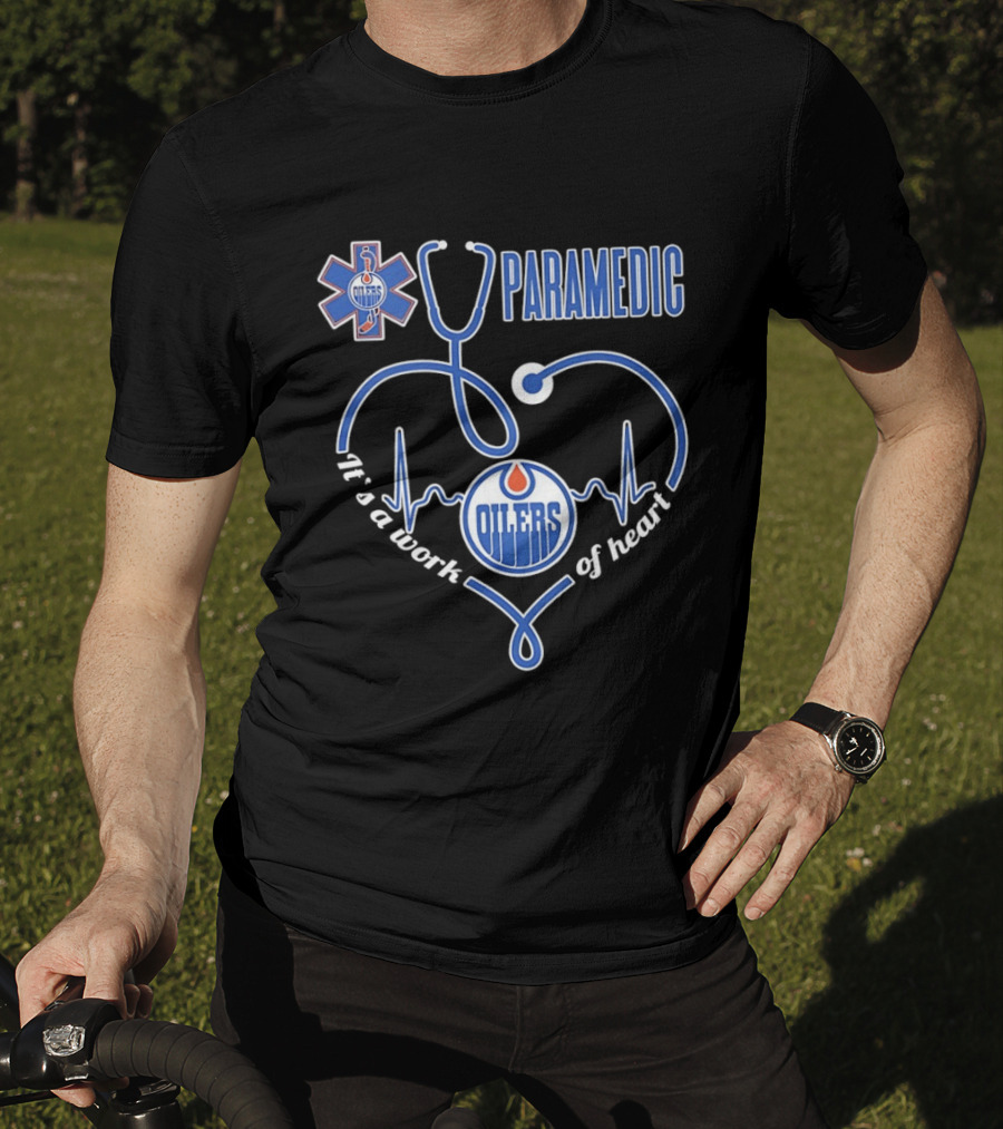 Edmonton Oilers Paramedic It's A Work Of Heart Stethoscope Medical T-Shirt
