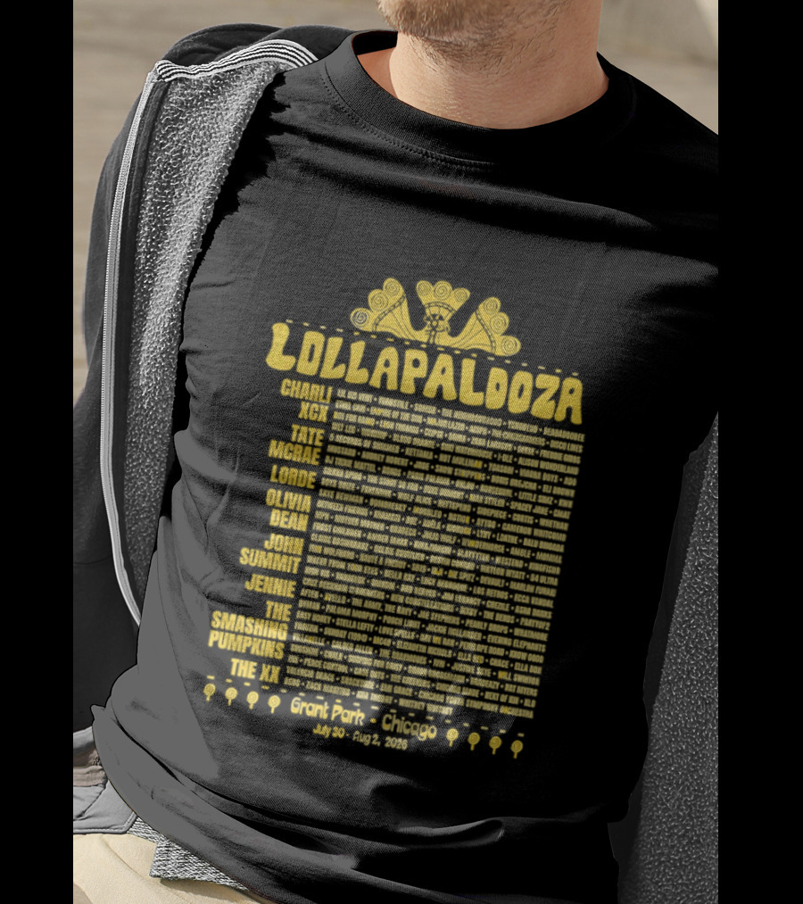 Lollapalooza 2023 Lineup Charli XCX Tate McRae Lorde Olivia Dean John Summit Jennie T-Shirt