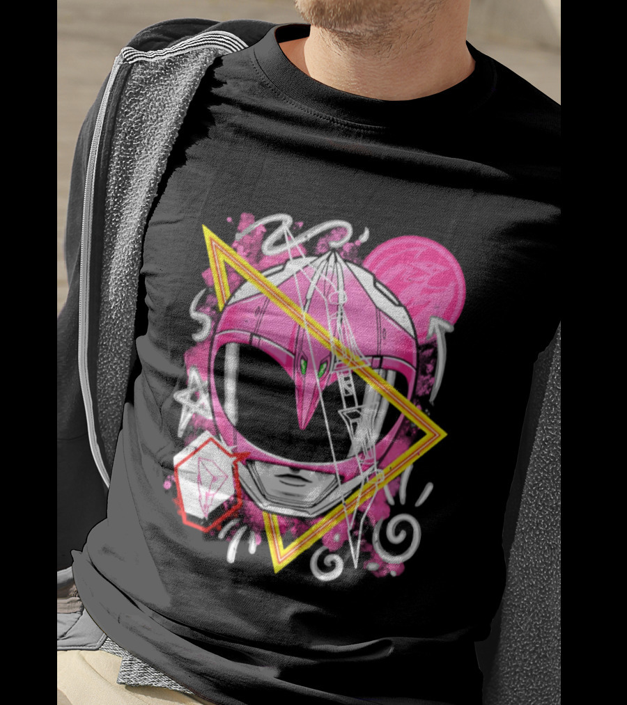 Mighty Morphin Power Rangers Pink Ranger Helmet Iconography T-Shirt