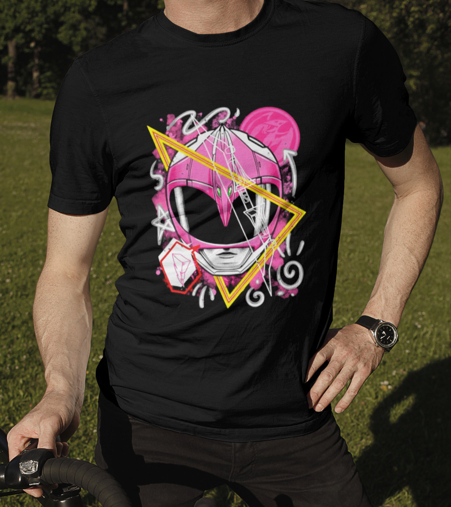 Mighty Morphin Power Rangers Pink Ranger Helmet Iconography T-Shirt