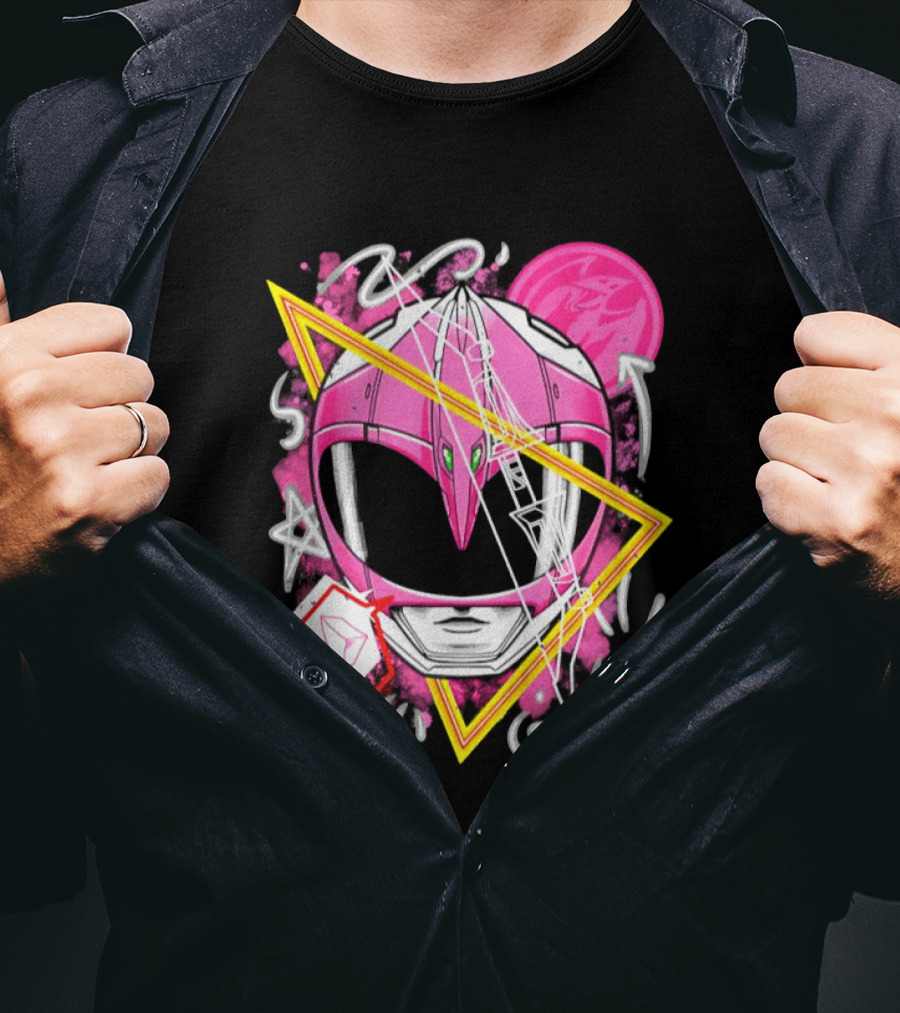Mighty Morphin Power Rangers Pink Ranger Helmet Iconography T-Shirt