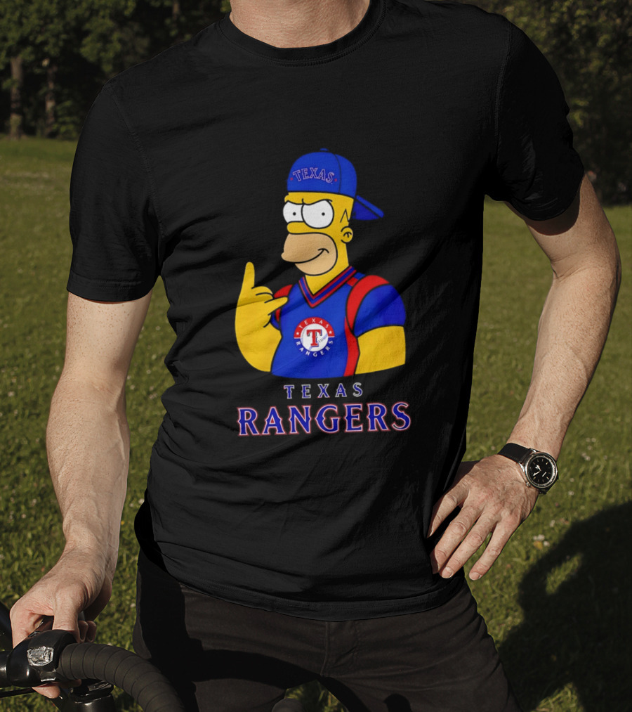 The Simpsons Texas Rangers Rock Hand Homer T-Shirt