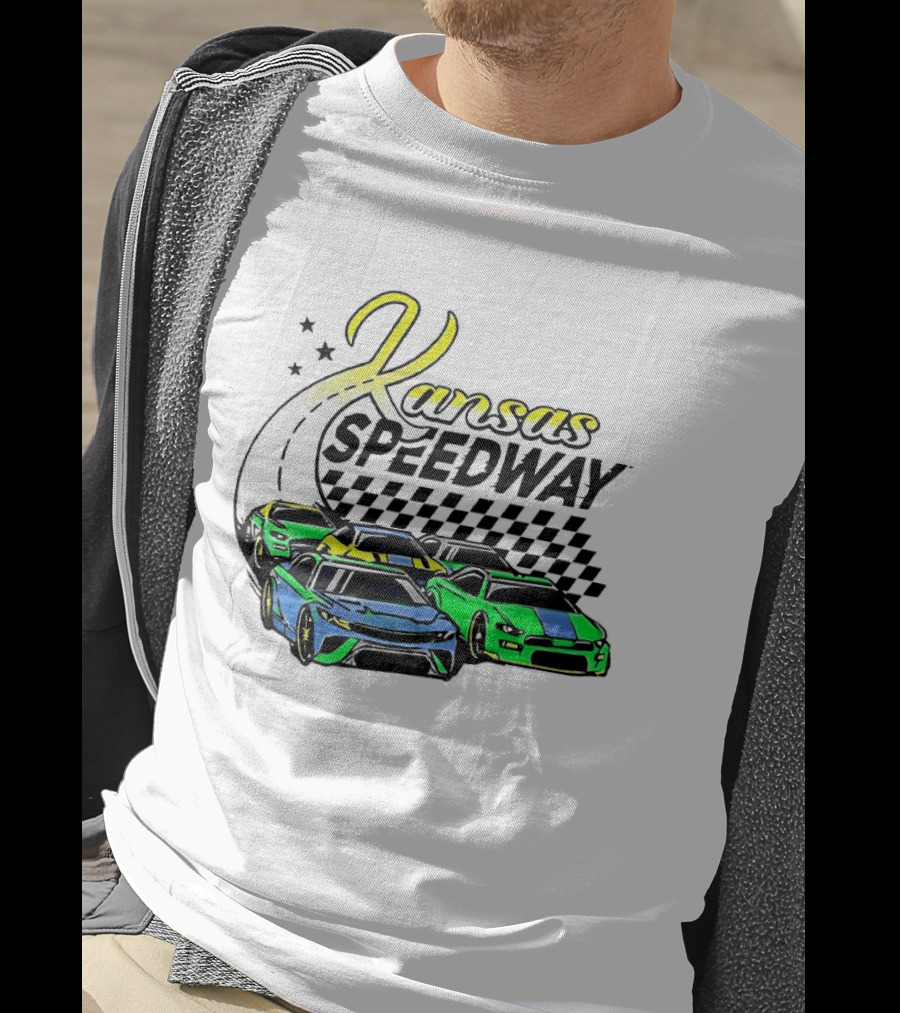 Kansas Speedway Racing Fast Cars And Checkered Flags T-Shirt