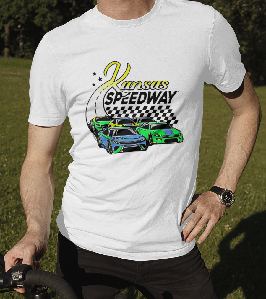 Kansas Speedway Racing Fast Cars And Checkered Flags T-Shirt