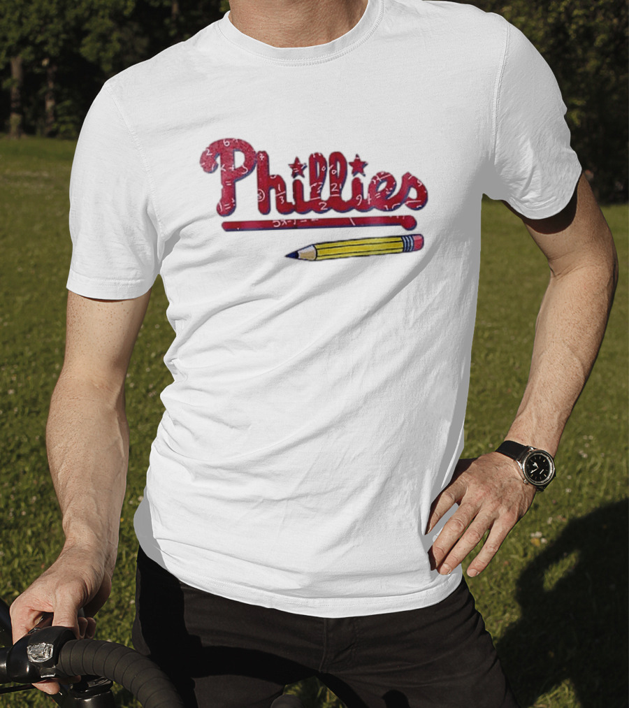 Philadelphia Phillies Teacher Appreciation Pencil And Numbers T-Shirt