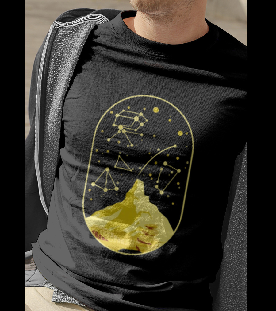 Cairn Minimalist Mountain Constellation Starry Sky T-Shirt