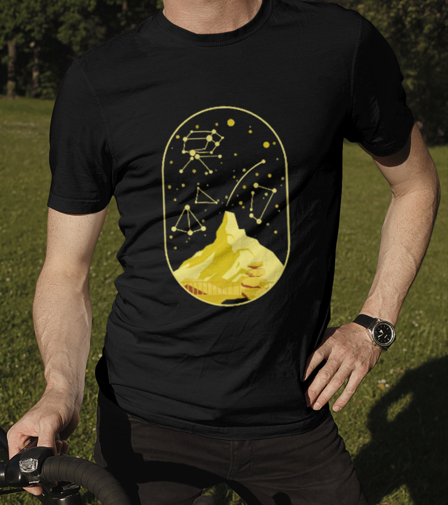 Cairn Minimalist Mountain Constellation Starry Sky T-Shirt