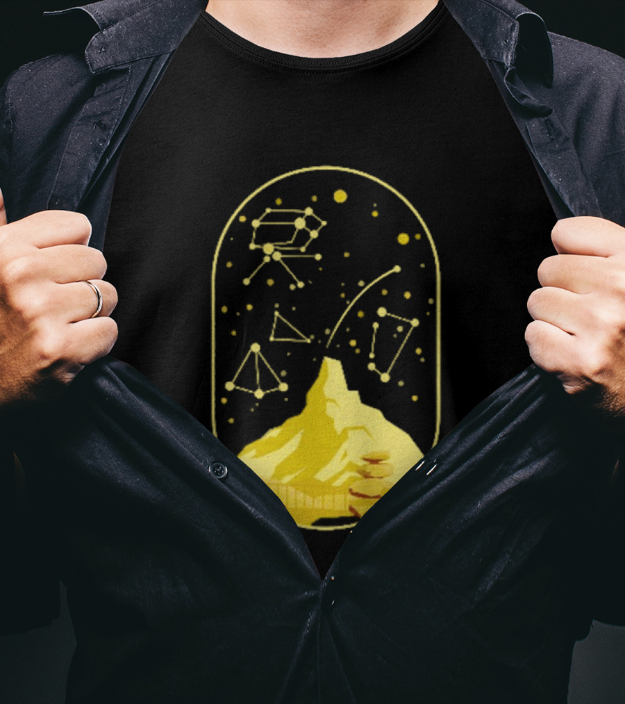 Cairn Minimalist Mountain Constellation Starry Sky T-Shirt