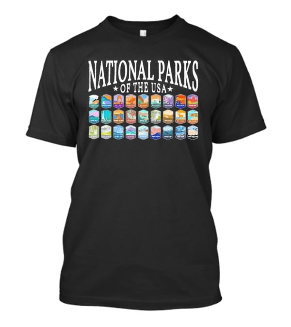 National Parks Of The USA Camping Yosemite Yellowstone Grand Canyon Acadia Badlands Glacier Bryce Canyon Zion T-Shirt