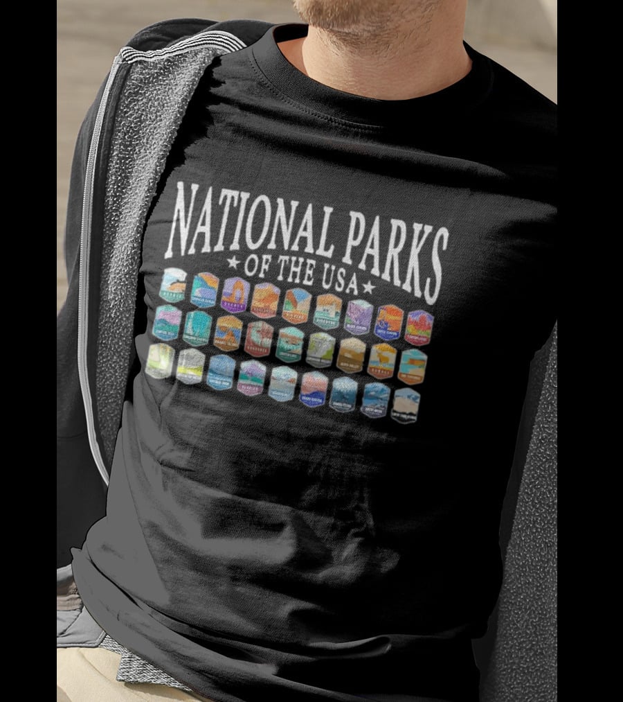 National Parks Of The USA Camping Yosemite Yellowstone Grand Canyon Acadia Badlands Glacier Bryce Canyon Zion T-Shirt