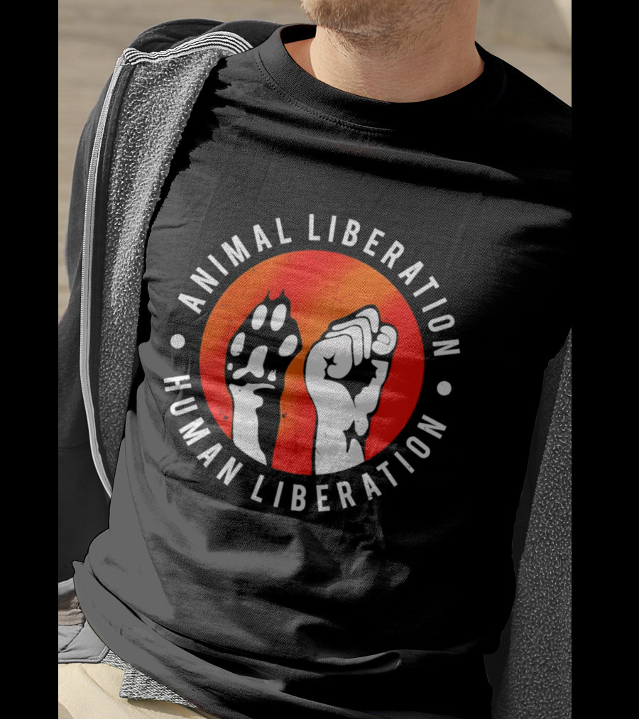 Animal Liberation Human Liberation Paw And Hand Raise T-Shirt
