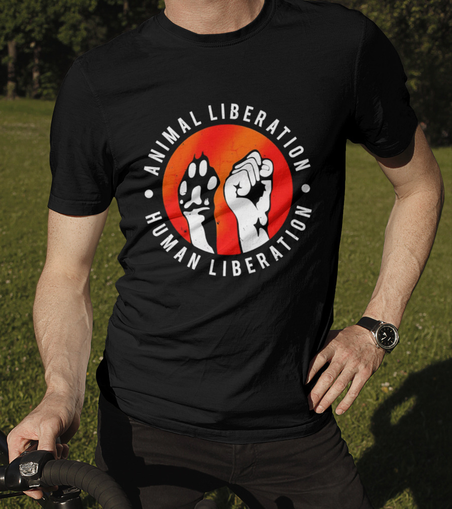 Animal Liberation Human Liberation Paw And Hand Raise T-Shirt