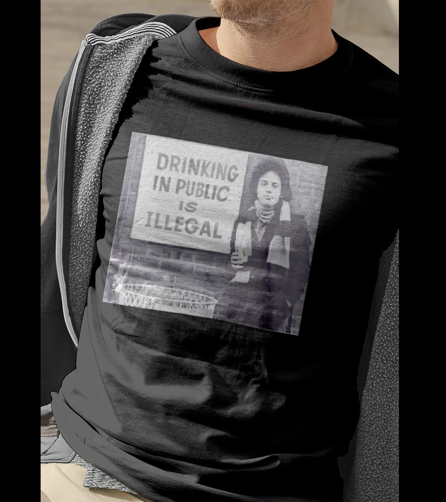 Rare Billy Joel Drinking In Public Is Illegal Vintage Photo T-Shirt