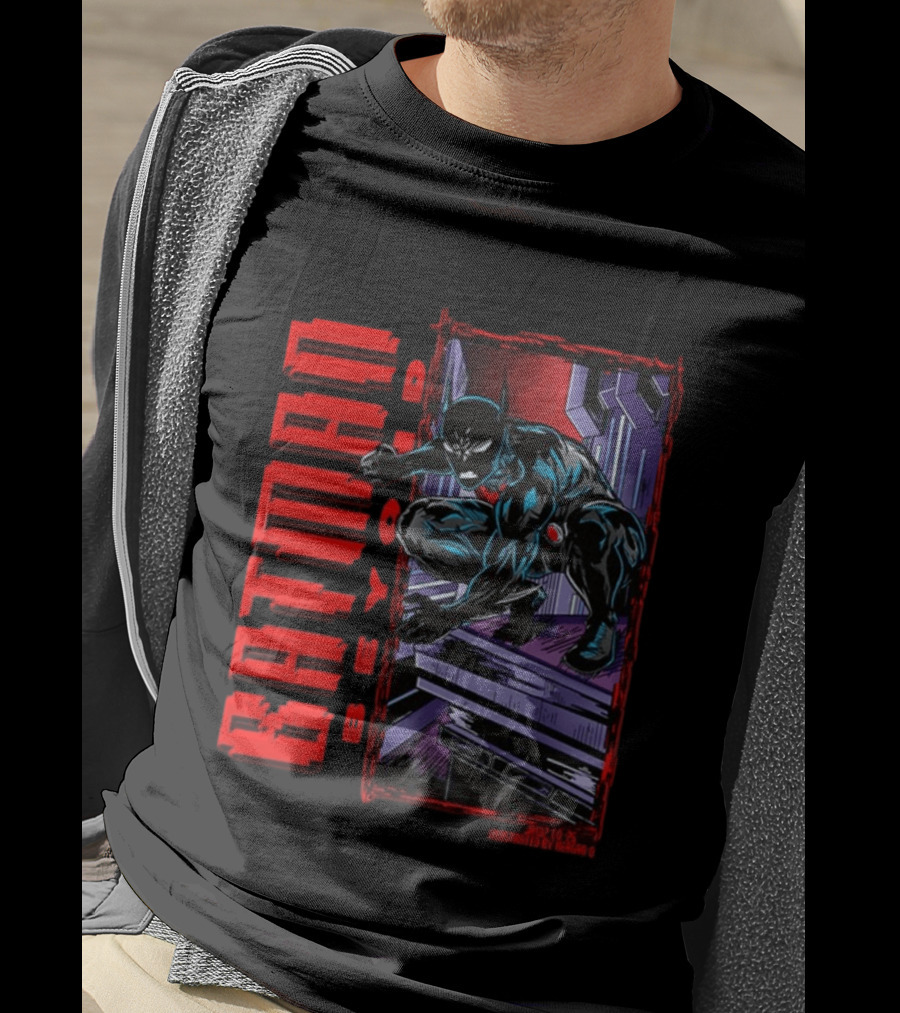 Batman Beyond Combat Readiness Stance Dynamic Gotham City Scene T-Shirt