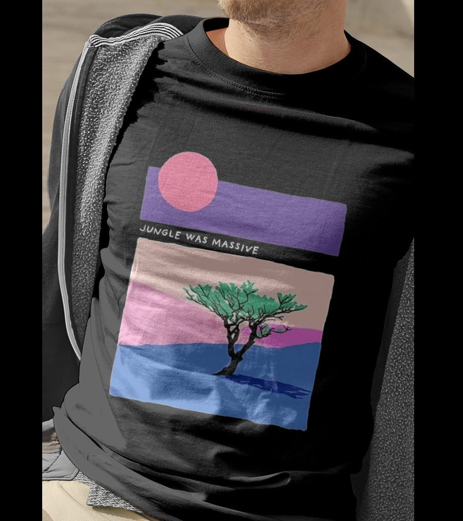 Jungle Was Massive Tree Vintage Sunset Aesthetic Nature Scene T-Shirt